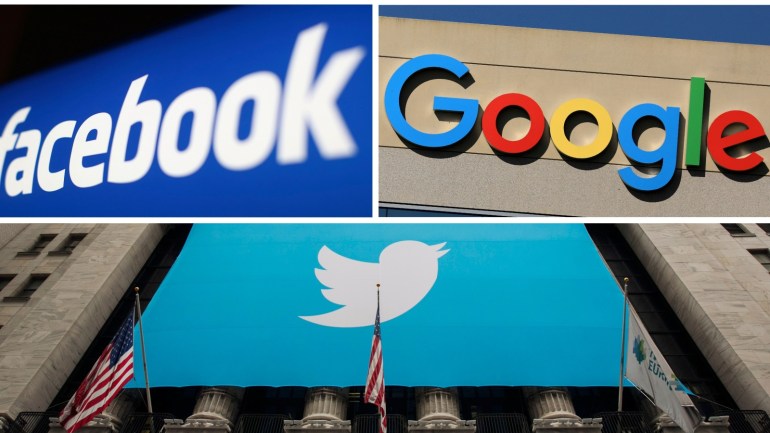 Facebook, Google and Twitter logos are seen in this combination photo from Reuters files. REUTERS/File Photos