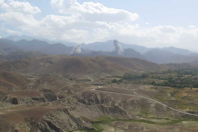 Smokes rises after U.S airstrike hit the site of insurgent activity in Nangarhar province, Afghanistan July 7, 2018. Picture taken July 7, 2018.REUTERS/James Mackenzie