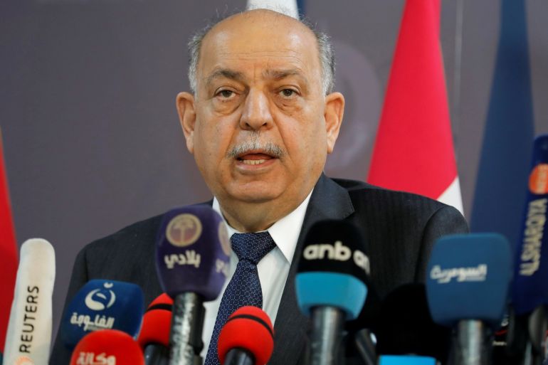Iraqi Oil Minister Thamer Ghadhban speaks to the media at the ministry's headquarters in Baghdad, Iraq May 8, 2019. REUTERS/Khalid Al-Mousily