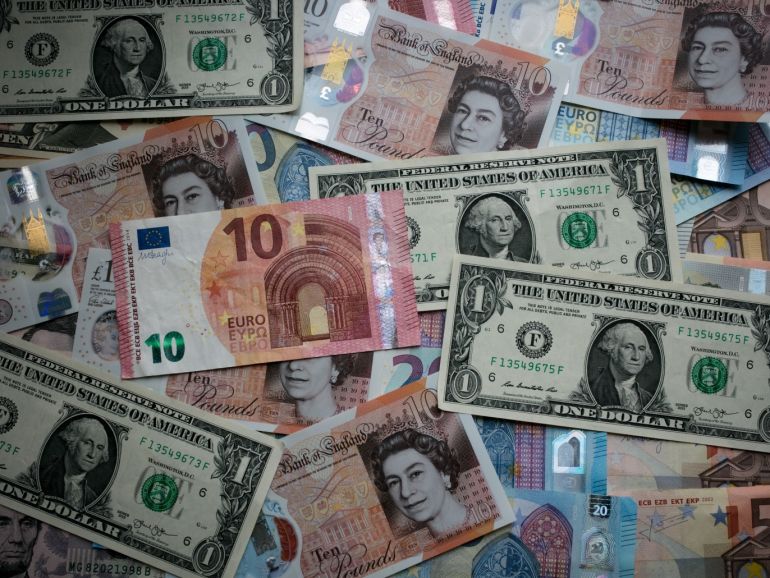 BATH, ENGLAND - OCTOBER 13: In this photo illustration, the new £10 note is seen alongside euro notes and US dollar bills on October 13, 2017 in Bath, England. Currency experts have warned that as the uncertainty surrounding Brexit continues, the value of the British pound, which has remained depressed against the US dollar and the euro since the UK voted to leave in the EU referendum, is likely to fluctuate. (Photo Illustration by Matt Cardy/Getty Images)