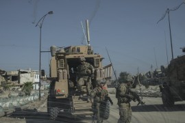 MOSUL, IRAQ - JUNE 21: A U.S. Army 82nd Airborne Division (2nd Brigade) MRAP on June 21, 2017 in west Mosul, Iraq. The Division provides advise and assist support to Iraqi forces. (Martyn Aim/Getty Images)