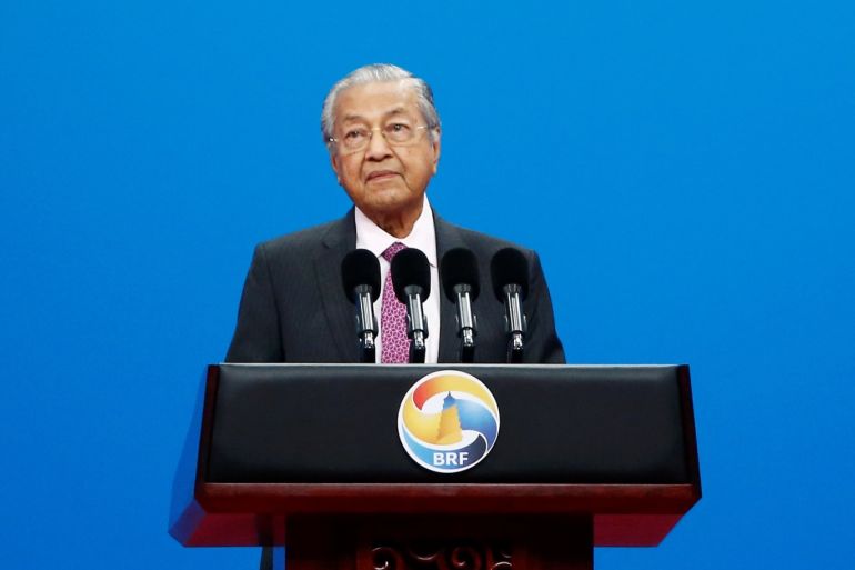 Malaysian Prime Minister Mahathir Mohamad speaks at the opening ceremony for the second Belt and Road Forum in Beijing, China April 26, 2019. REUTERS/Florence Lo