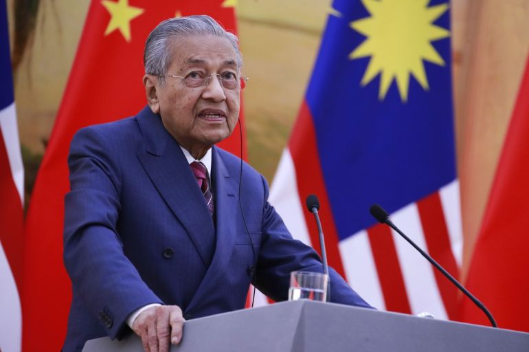 BEIJING, CHINA - AUGUST 20: Malaysian Prime Minister Mahathir Mohamad speaks to reporters during a press conference at the Great Hall of the People (GHOP) in Beijing, China, 20 August 2018. (Photo by How Hwee Young - Pool/Getty Images)