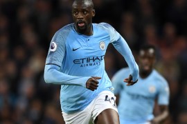 Yaya Toure of Manchester City during the Premier League match between Manchester City and Brighton and Hove Albion at Etihad Stadium on May 9, 2018 in Manchester, England. (Photo by Gareth Copley/Getty Images)