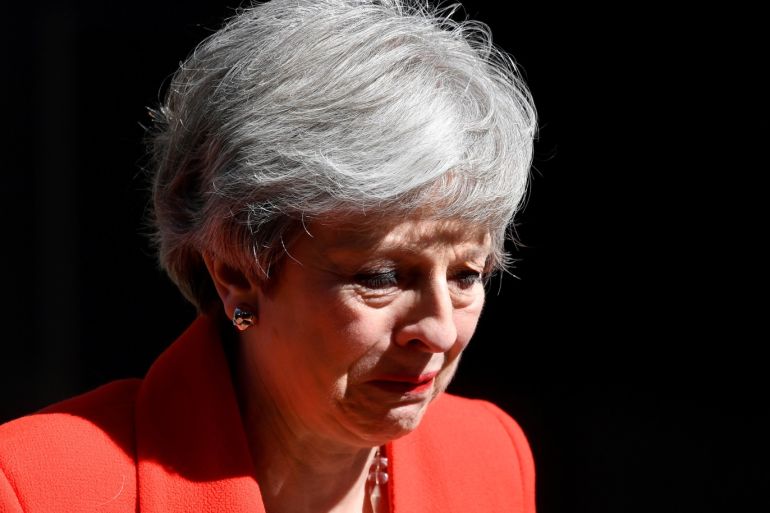 British Prime Minister Theresa May reacts as she delivers a statement in London, Britain, May 24, 2019. REUTERS/Toby Melville TPX IMAGES OF THE DAY