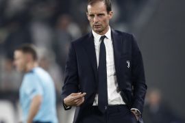 FC Juventus v Sporting CP - UEFA Champions League- - TURIN, ITALY, - OCTOBER 18: Head coach of of Juventus, Massimiliano Allegri reacts during the UEFA Champions League group D football match between FC Juventus and Sporting CP at Juventus Stadium in Turin, Italy on October 18, 2017.