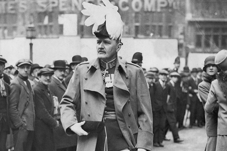 (Original Caption) Lord Edmund Allenby leaves St. Paul's Cathedral in London, after the St. Michael and St. George's Day service. Undated photograph.