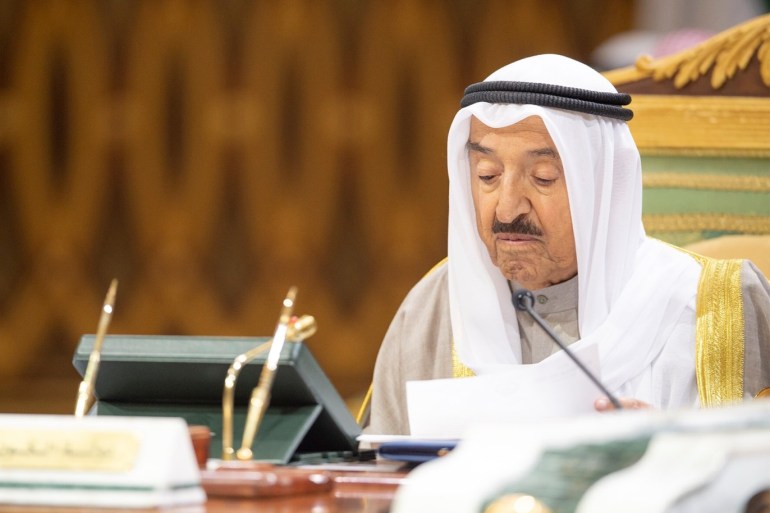 Kuwaiti Emir Sheikh Sabah al-Ahmad al-Jaber al-Sabah attends the Gulf Cooperation Council's (GCC) Summit in Riyadh, Saudi Arabia December 9, 2018. Bandar Algaloud/Courtesy of Saudi Royal Court/Handout via REUTERS ATTENTION EDITORS - THIS PICTURE WAS PROVIDED BY A THIRD PARTY