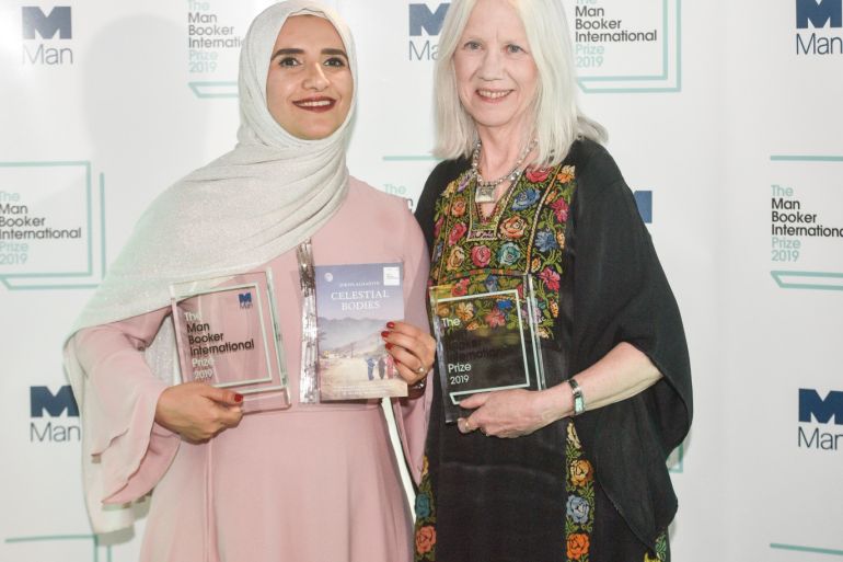 LONDON, ENGLAND - MAY 21: (L-R) Jokha Alharthi, Author, and Marilyn Booth, Translator, attend the winners' photocall for the 2019 Man Booker International Prize at The Roundhouse on May 21, 2019 in London, England. Jokha Alharthi's book Celestial Bodies won the 2019 Man Booker International Prize. (Photo by Peter Summers/Getty Images)