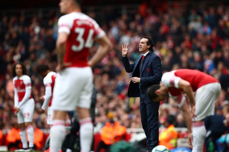 Soccer Football - Premier League - Arsenal v Brighton &amp; Hove Albion - Emirates Stadium, London, Britain - May 5, 2019 Arsenal manager Unai Emery during the match REUTERS/Hannah McKay EDITORIAL USE ONLY. No use with unauthorized audio, video, data, fixture lists, club/league logos or