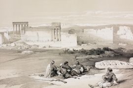 View of the ruins of the ancient city of Baalbek, Lebanon, engraving from The Holy Land, Syria, Idumea, Arabia, Egypt and Nubia, Volume II, lithographs by Louis Haghe from drawings by David Roberts, London, 1843. (Photo by Icas94 / De Agostini via Getty Images)