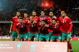 Soccer Football - International Friendly - Morocco v Argentina - Stade Ibn Batouta, Tangier, Morocco - March 26, 2019 Morocco players pose for a team group photo before the match REUTERS/Youssef Boudlal