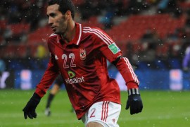 TOYOTA, JAPAN - DECEMBER 09: Mohamed Aboutrika of Al-Ahly SC celebrates his winning goal during the FIFA Club World Cup Quarter Final match between Sanfrecce Hiroshima and Al-Ahly SC at Toyota Stadium on December 9, 2012 in Toyota, Japan. (Photo by Kaz Photography/Getty Images)