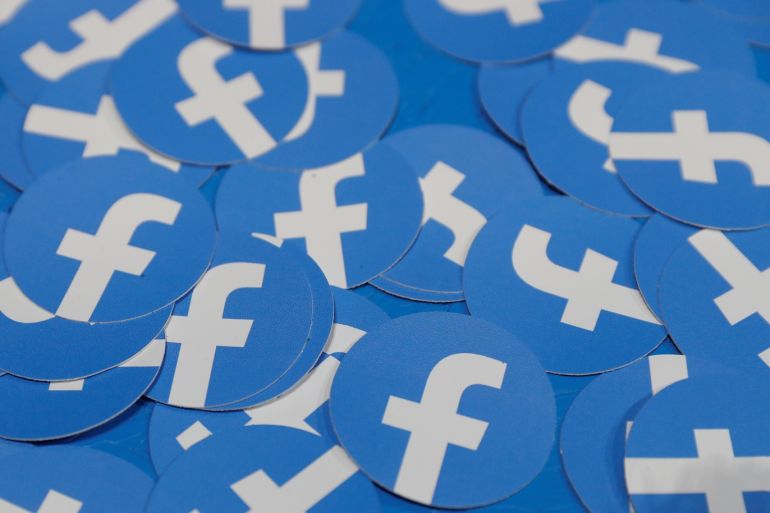Stickers bearing the Facebook logo are pictured at Facebook Inc's F8 developers conference in San Jose, California, U.S., April 30, 2019. REUTERS/Stephen Lam