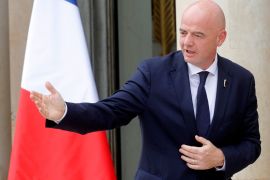 FIFA President Gianni Infantino arrives for a meeting at the Elysee Palace in Paris, France, June 4, 2019. REUTERS/Philippe Wojazer