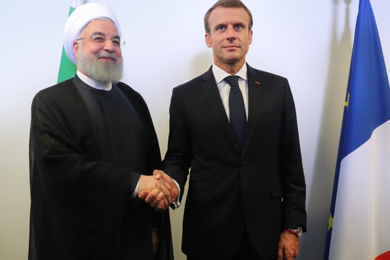 Hassan Rouhani - Emmanuel Macron meeting in New York- - NEW YORK, USA - SEPTEMBER 26: (----EDITORIAL USE ONLY – MANDATORY CREDIT -
