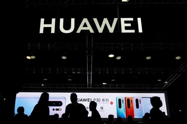 A Huawei company logo is seen at CES (Consumer Electronics Show) Asia 2019 in Shanghai, China June 11, 2019. REUTERS/Aly Song