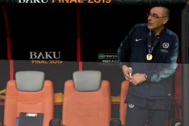 BAKU, AZERBAIJAN - MAY 29: Maurizio Sarri, Manager of Chelsea looks on with his winners medal after the UEFA Europa League Final between Chelsea and Arsenal at Baku Olimpiya Stadionu on May 29, 2019 in Baku, Azerbaijan. (Photo by Shaun Botterill/Getty Images)