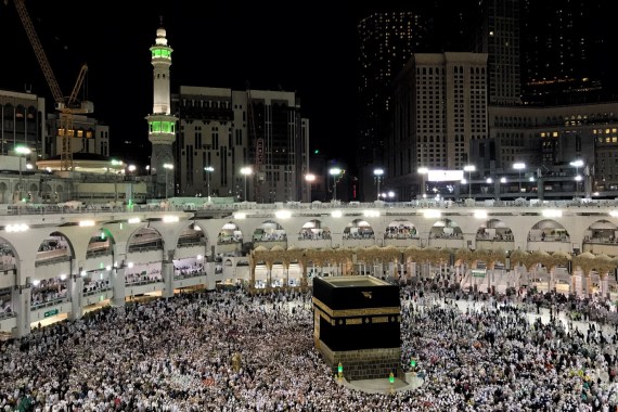 Hajjis bid farewell to Mecca- - MECCA, SAUDI ARABIA - AUGUST 23: Muslim pilgrims perform farewell circumambulation in Kaaba, Mecca, Saudi Arabia to complete their hajj pilgrimage following the ritual of stoning the devil on August 23, 2018.
