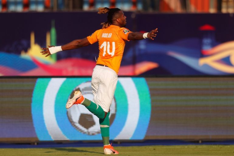 Soccer Football - Africa Cup of Nations 2019 - Group D - Ivory Coast v South Africa - Al Salam Stadium, Cairo, Egypt - June 24, 2019 Ivory Coast's Jonathan Kodjia celebrates scoring their first goal REUTERS/Mohamed Abd El Ghany