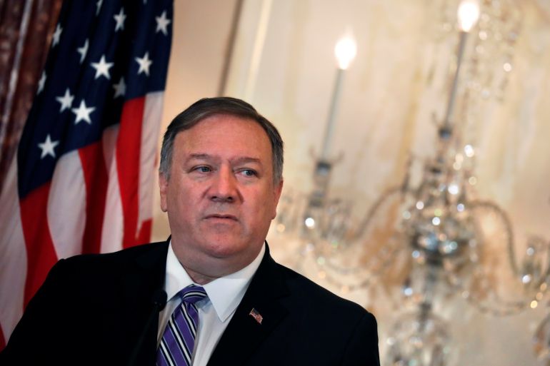 U.S. Secretary of State Mike Pompeo delivers remarks during an event to release of 2019 Trafficking in Persons report at the State Department in Washington, U.S., June 20, 2019. REUTERS/Yuri Gripas