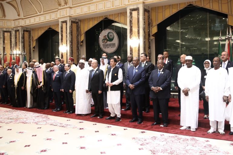 14th Summit Meeting of Organization of Islamic Cooperation- - MECCA, SAUDI ARABIA - MAY 31: Leaders pose for a family photo during the 14th Summit Meeting of Organization of Islamic Cooperation, themed Hand in Hand toward the Future in Mecca, Saudi Arabia on May 31, 2019.