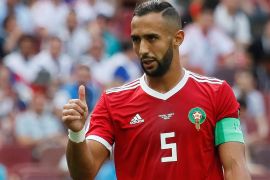 Soccer Football - World Cup - Group B - Portugal vs Morocco - Luzhniki Stadium, Moscow, Russia - June 20, 2018 Morocco's Medhi Benatia gestures REUTERS/Maxim Shemetov