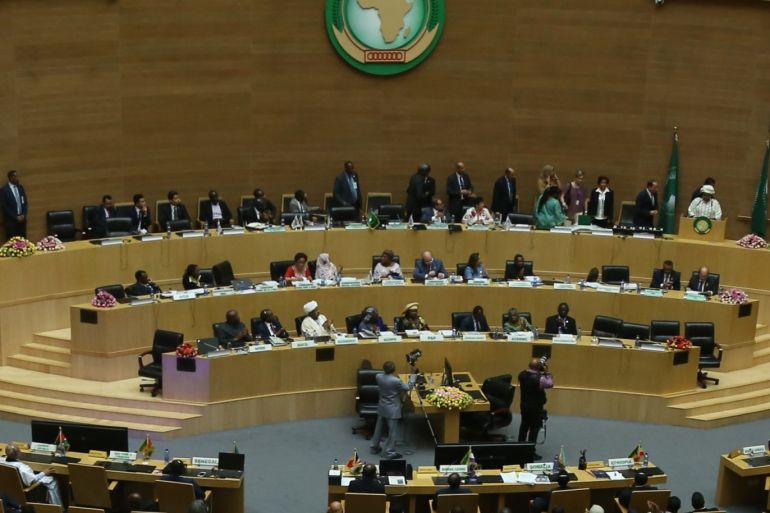 32nd Ordinary Session of the African Union (AU) Summit- - ADDIS ABABA, ETHIOPIA - FEBRUARY 11: The closing session of the 32nd Ordinary Session of the African Union (AU) Summit held at African Union Headquarters in Addis Ababa, Ethiopia on February 11, 2019.