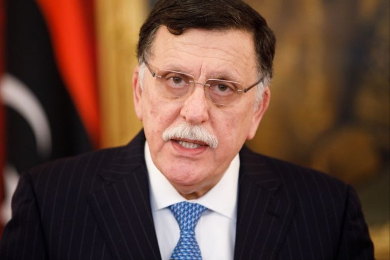 epa07327751 Prime Minister of Libya Fayez al-Sarraj speaks during a press conference after his meeting with Austrian Federal President Alexander Van der Bellen (unseen) at the presidential office of the Hofburg Palace in Vienna Austria, 28 January 2019. Prime Minister of Libya Fayez al-Sarraj is on a working visit in Vienna. EPA-EFE/FLORIAN WIESER