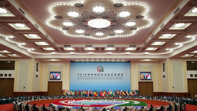 Chinese President Xi Jinping speaks during the 2018 Beijing Summit Of The Forum On China-Africa Cooperation - Round Table Conference at at the Great Hall of the People in Beijing on September 4, 2018 in Beijing, China. Lintao Zhang/Pool via REUTERS *** Local Caption *** Xi Jinping;Cyril Ramaphosa