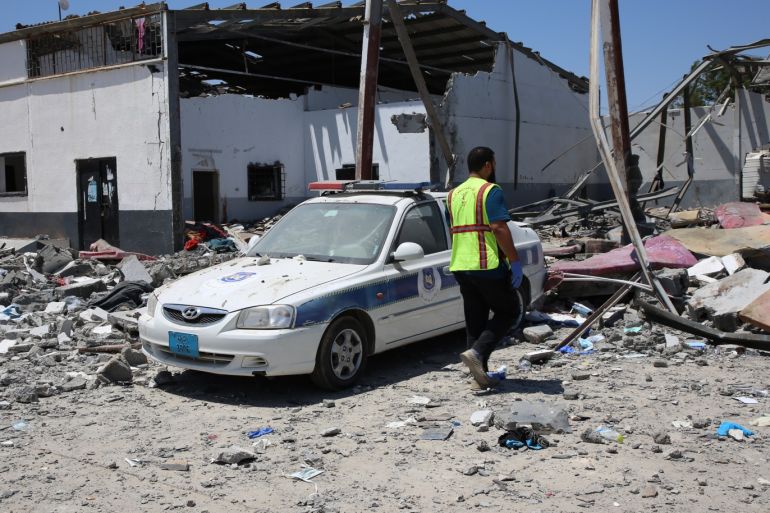 Haftar’s forces target irregular migrants in Libya- - TRIPOLI, LIBYA - JULY 03: A view of the migrant shelter targeted by Haftar’s forces in Tripoli, Libya on July 03, 2019. Libya’s UN-recognized Government of National Accord (GNA) accused forces loyal to East Libya-based military commander Khalifa Haftar of killing migrants staying at a shelter in the capital Tripoli. Airstrike on the Tajoura detention center in Tripoli, Libya, reportedly killed at least 44 of migrant