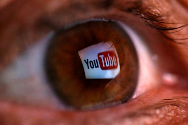 FILE PHOTO: A picture illustration shows a YouTube logo reflected in a person's eye June 18, 2014. The picture was flipped horizontally. REUTERS/Dado Ruvic/Illustration/File photo
