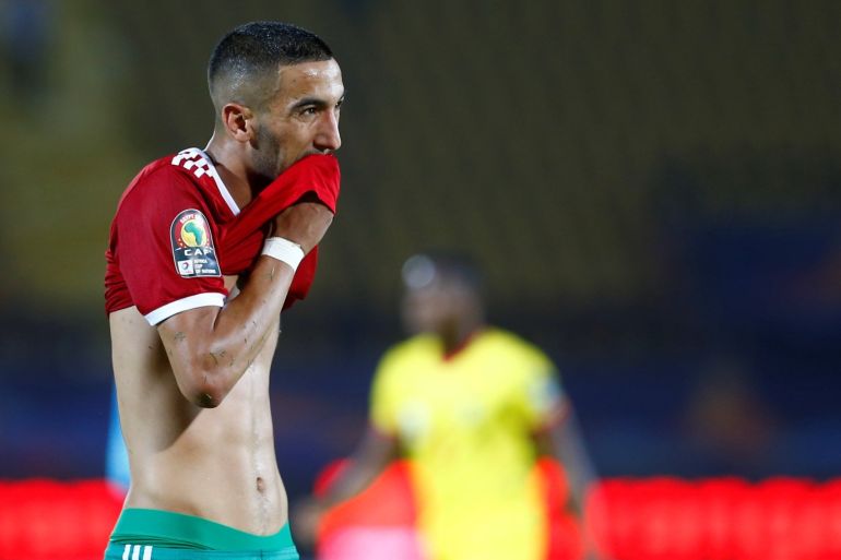 Soccer Football - Africa Cup of Nations 2019 - Round of 16 - Morocco v Benin - Al Salam Stadium, Cairo, Egypt - July 5, 2019 Morocco's Hakim Ziyech looks dejected REUTERS/Mohamed Abd El Ghany