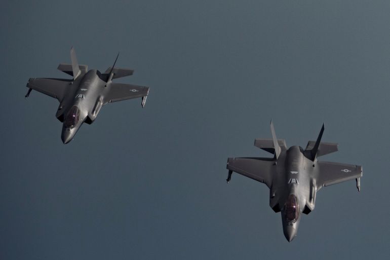 Qatar Emiri Air Force (QEAF) Mirage 2000s and U.S. Air Force F-35A Lightning IIs fly in formation over Southwest Asia, May 21, 2019. Picture taken May 21, 2019. U.S. Air Force/Senior Airman Keifer Bowes/Handout via REUTERS. ATTENTION EDITORS - THIS IMAGE WAS PROVIDED BY A THIRD PARTY