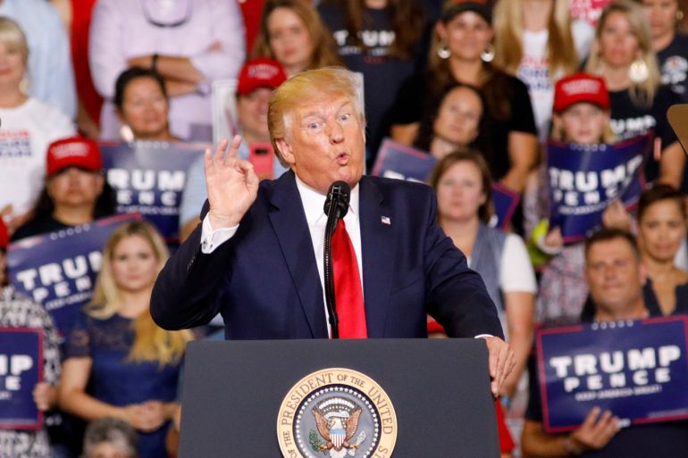 U.S. President Donald Trump speaks at a campaign rally in Greenville, North Carolina, U.S., July 17, 2019. REUTERS/Jonathan Drake