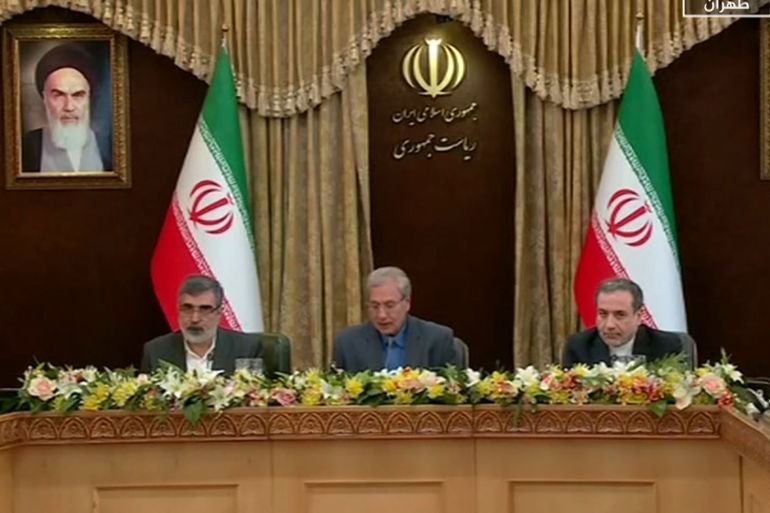 مؤتمر صحفي لمسؤولين ايرانيين بشأن انتهاء المدة التي حددتها طهران للدول الأوروبية