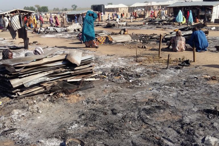 A general view shows the damage at a camp for displaced people after an attack by suspected members of the Islamist Boko Haram insurgency in Dalori, in northeast Nigeria November 1, 2018. REUTERS/Kolawole Adewale