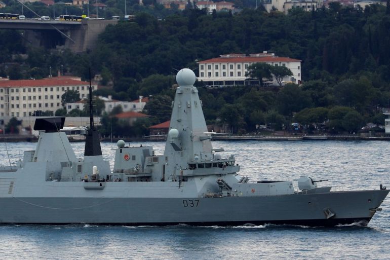 British Royal Navy destroyer HMS Duncan (D37) sails in the Bosphorus, on its way to the Mediterranean Sea, in Istanbul, Turkey, July 12, 2019. REUTERS/Murad Sezer