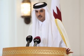 Emir of Qatar Sheikh Tamim bin Hamad al-Thani speaks during a news conference in Doha, Qatar December 7, 2017. REUTERS/Naseem Zeitoon