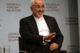 NEW YORK, NY - JULY 17: Iranian Foreign Minister Javad Zarif discusses current developments in the Middle East with Richard Haass at the Council on Foreign Relations (CFR) on July 17, 2017 in New York City. Zarif defended Iran's recent elections and his country's continued support for the Syrian regime. Spencer Platt/Getty Images/AFP== FOR NEWSPAPERS, INTERNET, TELCOS & TELEVISION USE ONLY ==