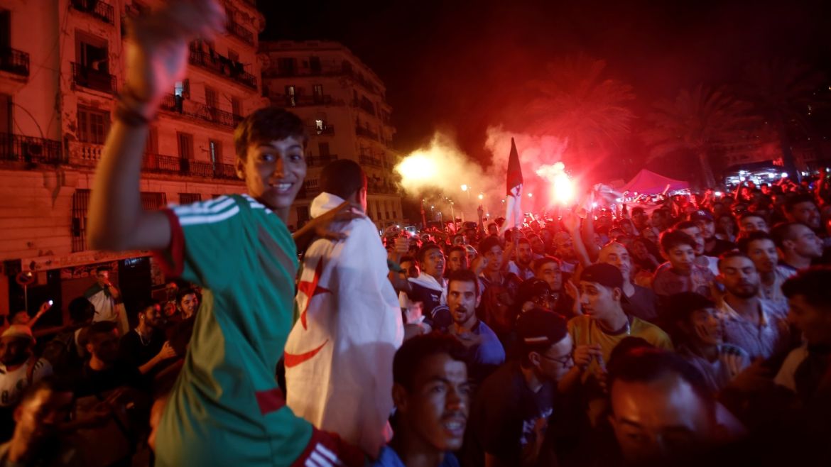 Soccer Football - Fans watch the Africa Cup of Nations 2019 - Final - Senegal v Algeria - Algiers, Algeria - July 19, 2019    Algeria fans watch the match in Algiers  REUTERS/Ramzi Boudina