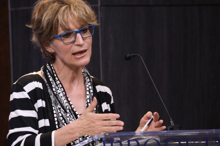 UN Special Rapporteur Agnes- - WASHINGTON, USA - JULY 02: UN Special Rapporteur Agnes Callamard speaks about her report on journalist Jamal Khashoggi’s killing at Brookings Institution in Washington DC, United States on July 02, 2019.