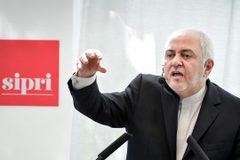 Iran's Foreign Minister Javad Zarif holds a lecture at Stockholm International Peace Research Institute (SIPRI) in Stockholm, Sweden, August 21, 2019. TT News Agency/Janerik Henriksson via REUTERS ATTENTION EDITORS - THIS IMAGE WAS PROVIDED BY A THIRD PARTY. SWEDEN OUT. NO COMMERCIAL OR EDITORIAL SALES IN SWEDEN.