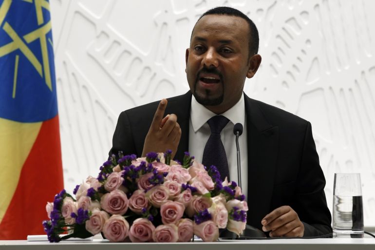 Prime Minister of Ethiopia Abiy Ahmed- - ADDIS ABABA, ETHIOPIA - AUGUST 01 : Prime Minister of Ethiopia, Abiy Ahmed speaks during a press conference on general elections in Addis Ababa, Ethiopia on August 01, 2019.