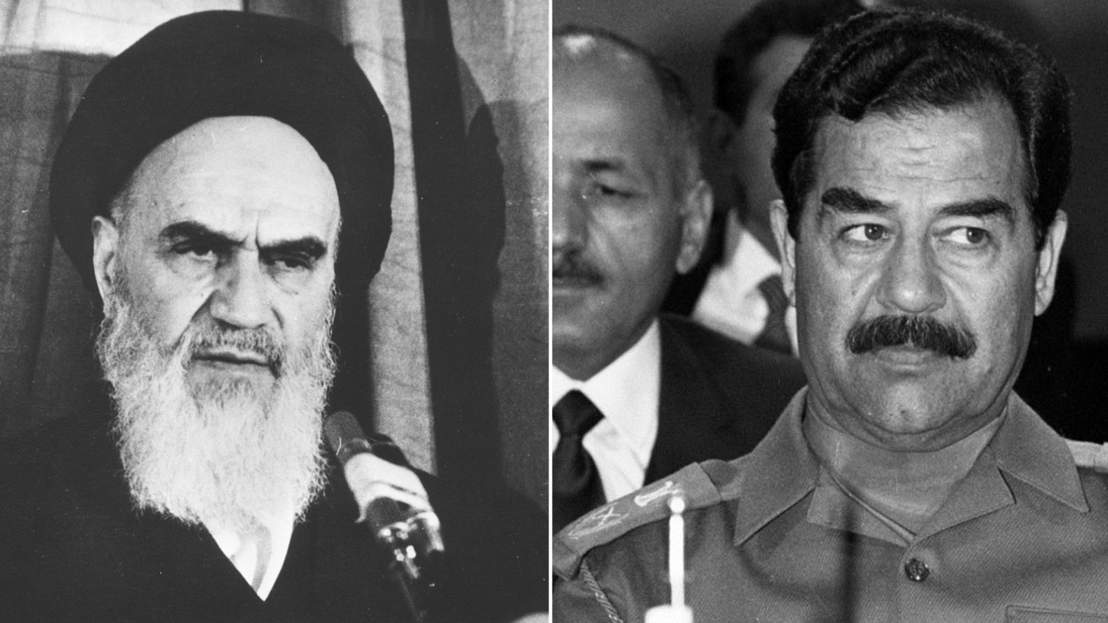 صدام حسين (يمين) والخميني (مواقع التواصل)