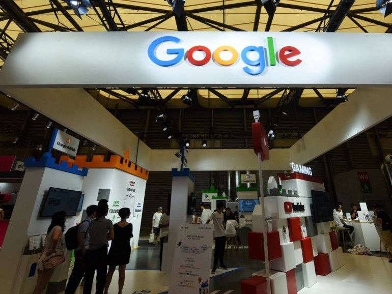 A Google booth is seen during the China Digital Entertainment Expo and Conference (ChinaJoy) in Shanghai, China August 2, 2019. Picture taken August 2, 2019. REUTERS/Stringer ATTENTION EDITORS - THIS IMAGE WAS PROVIDED BY A THIRD PARTY. CHINA OUT.