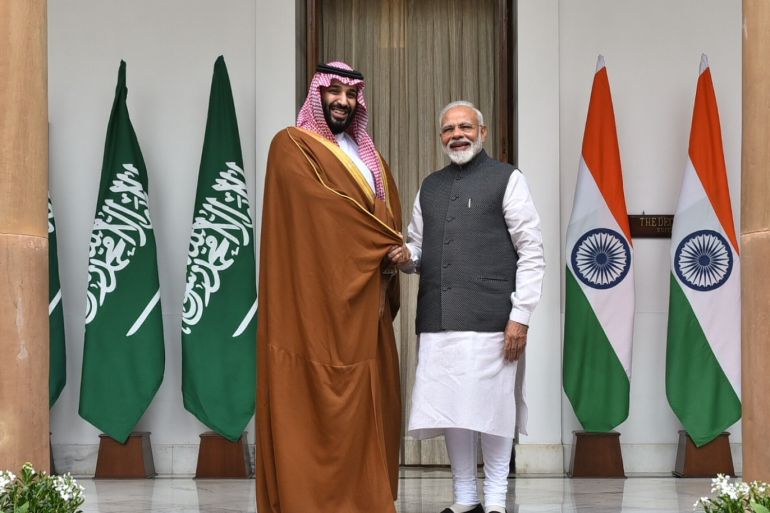 Crown Prince of Saudi Arabia Mohammad bin Salman in India- - NEW DELHI, INDIA - FEBRUARY 20: (----EDITORIAL USE ONLY – MANDATORY CREDIT -