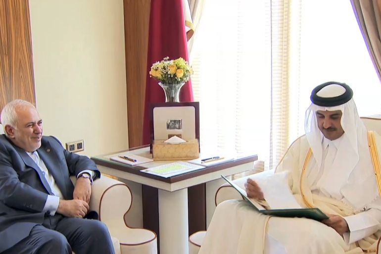 أمير قطر مع وزير خارجية إيران