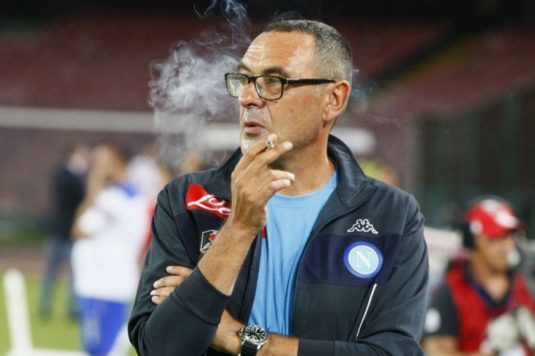 Maurizio Sarri smoking on the touch line was a regular sight in Serie A (Image: AFP/Getty Images)