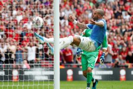 Soccer Football - FA Community Shield - Manchester City v Liverpool - Wembley Stadium, London, Britain - August 4, 2019 Manchester City's Kyle Walker clears the ball from the goal line REUTERS/David Klein